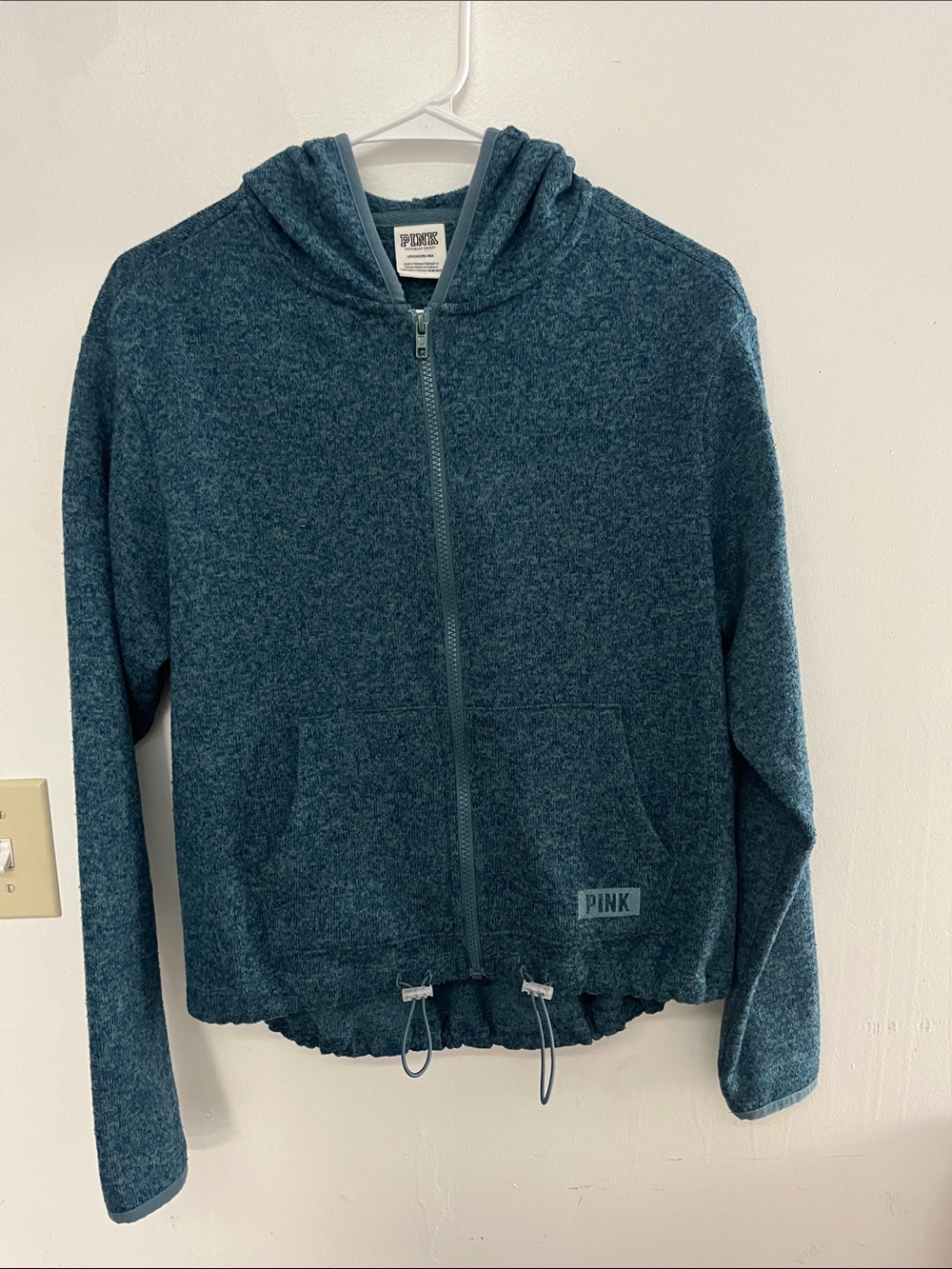 PINK Victoria's Secret Teal Blue Zip-Up Hooded Jacket